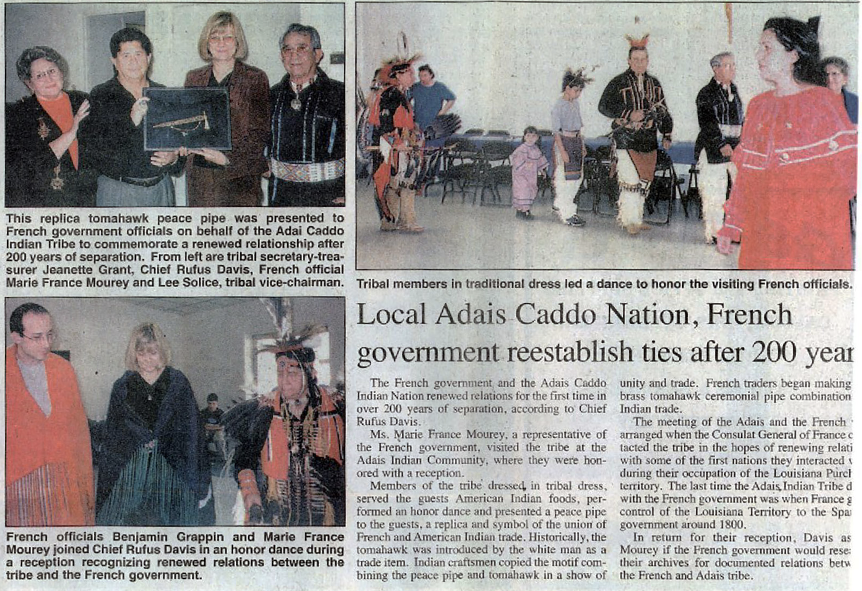 Local Adais Caddo nation, French government reestablish ties after 200 years